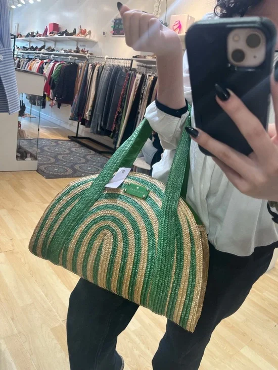 Kate Spade Green Straw Arch Tote - Picture 6 of 7